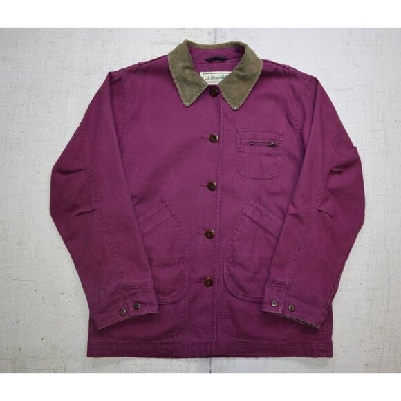 Vintage 90s LL Bean Barn Chore Jacket Canvas Lined Chore Coat Women Sz M - Picture 3 of 9